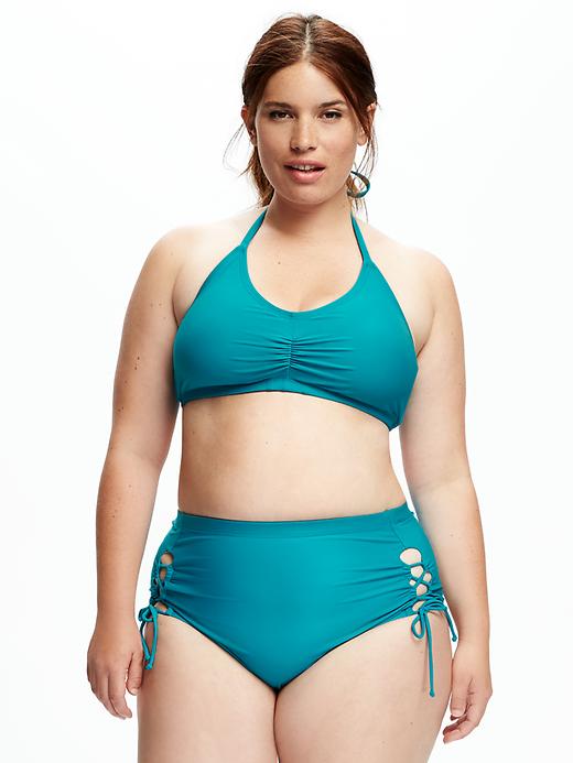 Image number 1 showing, Lace-Up Back Plus-Size Bikini Top
