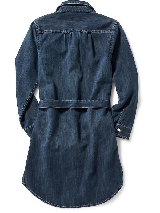 View large product image 2 of 2. Denim Tie-Waist Shirt Dress for Girls