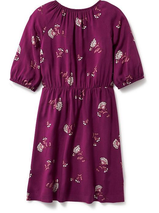 View large product image 2 of 2. Gathered Neckline Floral Dress for Girls