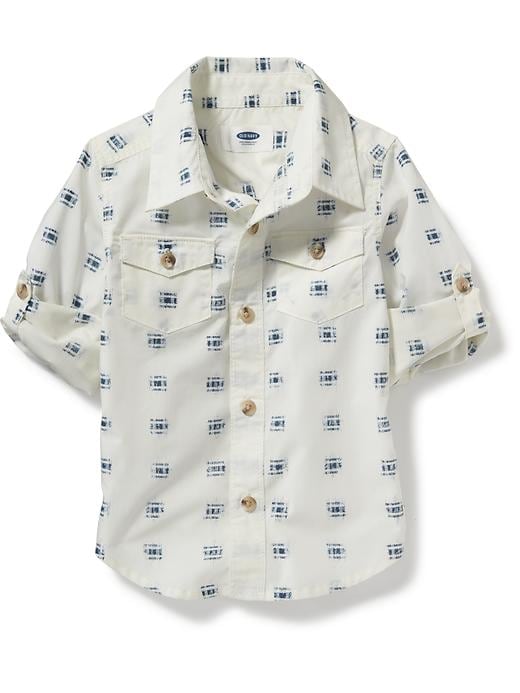 View large product image 1 of 1. Poplin Geo-Print Shirt for Toddler