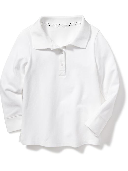 View large product image 1 of 1. Long-Sleeve Pique Polo for Toddler Girls