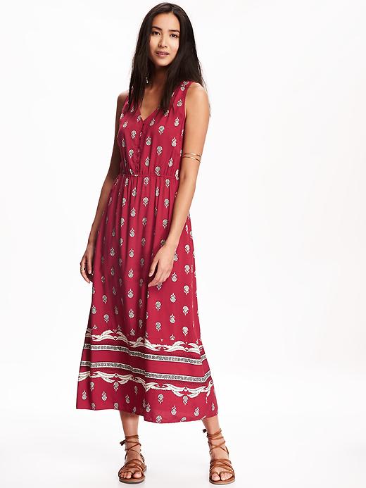 Image number 1 showing, Printed Button Front Maxi for Women