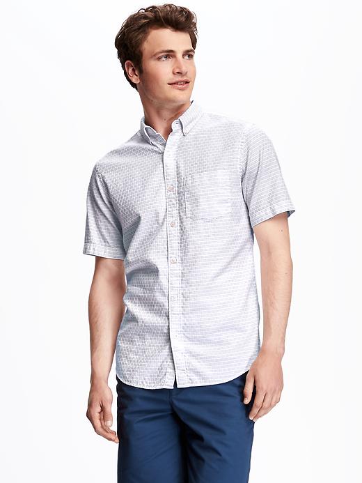 Image number 1 showing, Slim-Fit Patterned Dobby Shirt for Men