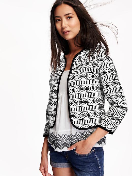 Image number 4 showing, Jacquard Open Front Jacket for Women