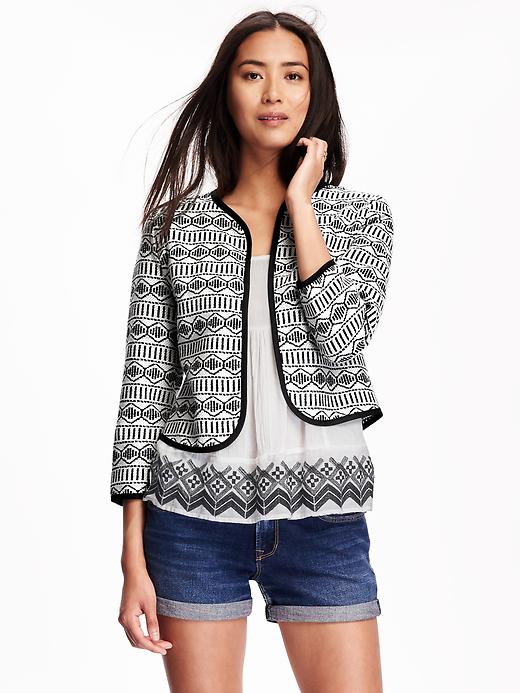 Image number 1 showing, Jacquard Open Front Jacket for Women