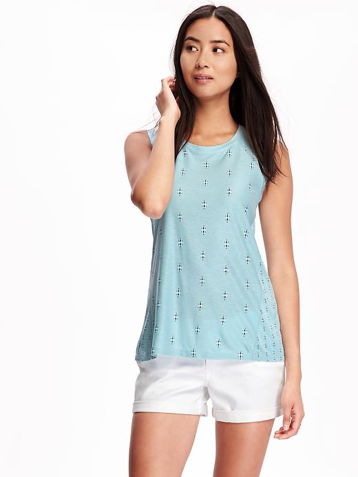 Image number 1 showing, Relaxed Printed Muscle Tank for Women