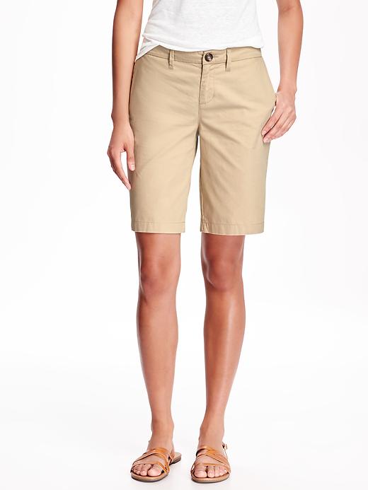 View large product image 1 of 1. Mid-Rise Canvas Bermudas For Women