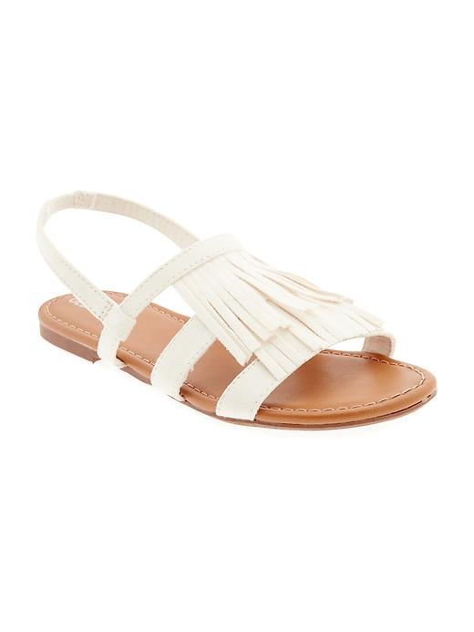 View large product image 1 of 4. Sueded Fringe Sandals for Girls