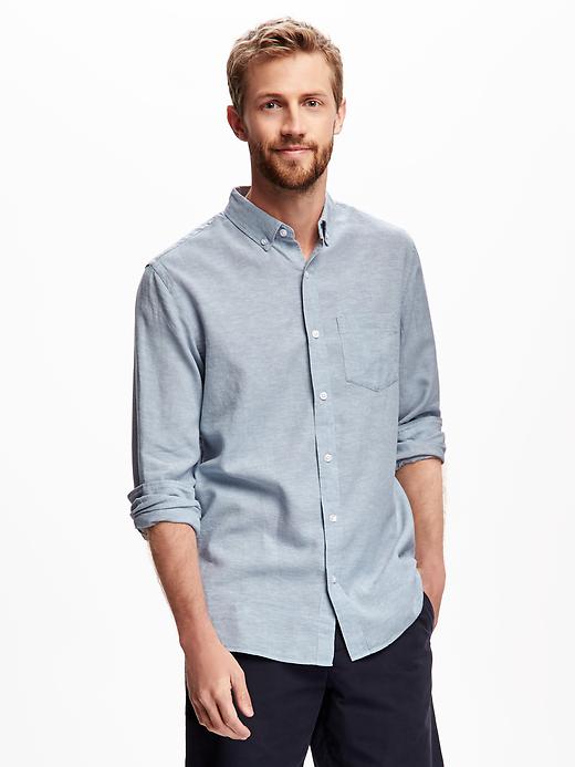 View large product image 1 of 1. Regular-Fit Linen-Blend Shirt for Men