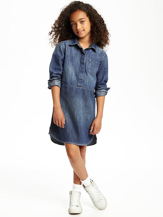 View large product image 1 of 2. Denim Shirt Dress for Girls