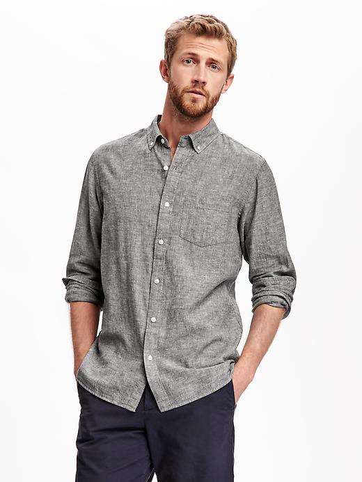 View large product image 1 of 1. Regular-Fit Linen-Blend Shirt for Men