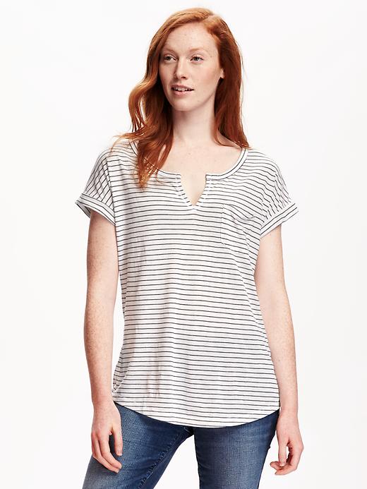 View large product image 1 of 1. Lightweight Split-Neck Tee for Women