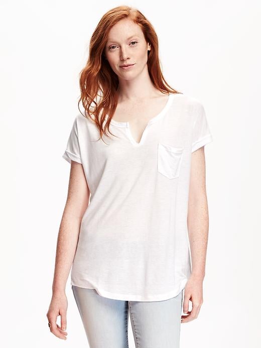 View large product image 1 of 1. Lightweight Split-Neck Tee for Women