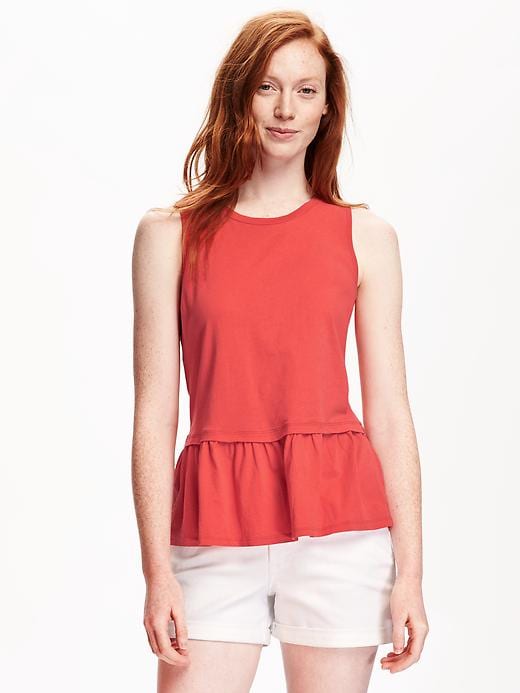 View large product image 1 of 1. Relaxed Peplum-Hem Tank for Women