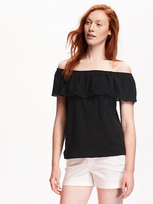 View large product image 1 of 1. Lace-Trim Off-Shoulder Top for Women