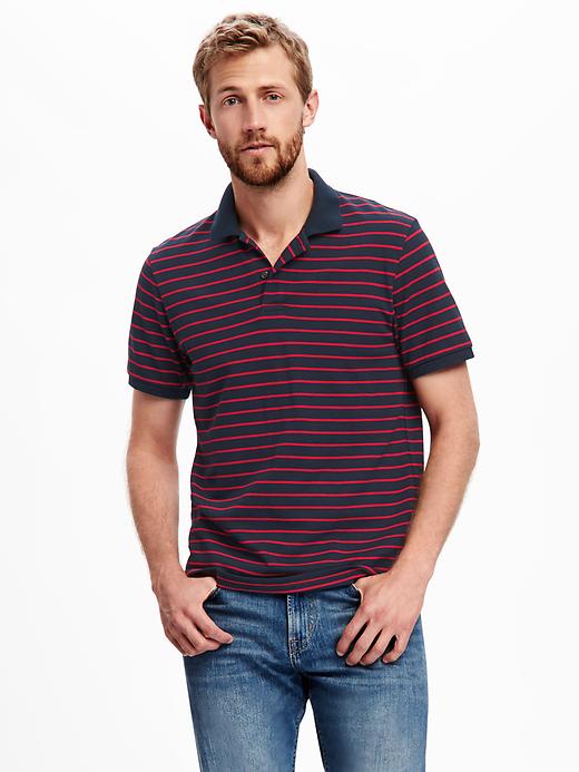 View large product image 1 of 5. Striped Pique Polo for Men