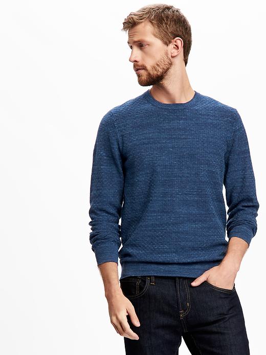 View large product image 1 of 1. Textured Crew-Neck Sweater for Men