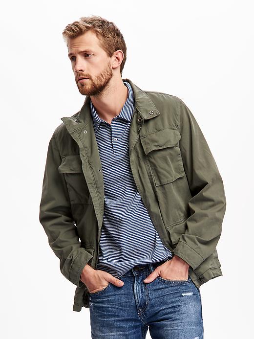 Image number 1 showing, Garment-Dyed Military Jacket for Men