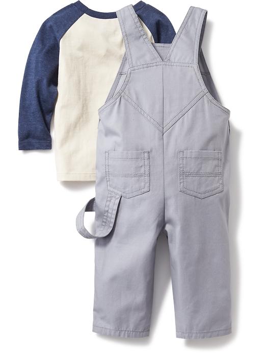 View large product image 2 of 2. 2-Piece Raglan Tee and Twill Overall Set for Baby