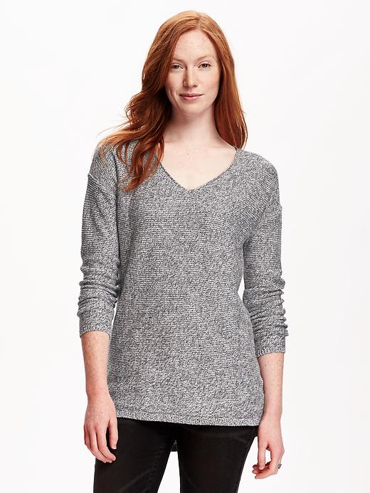View large product image 1 of 1. Marled V-Neck Tunic Sweater for Women