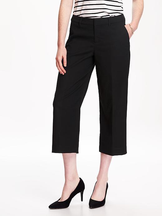 View large product image 1 of 3. Mid-Rise Wool-Blend Straight Crop Pant for Women
