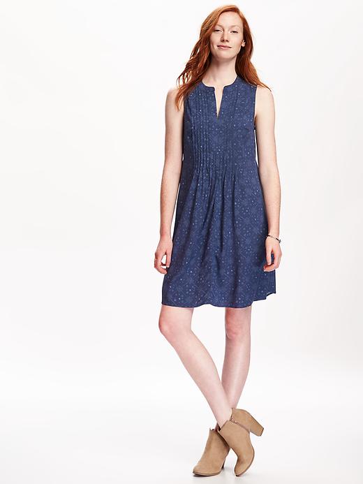 Image number 1 showing, Sleeveless Pintuck Swing Dress for Women