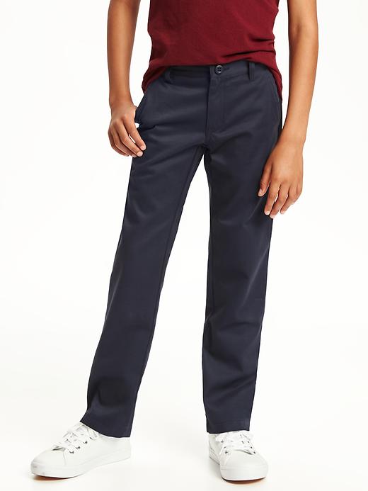 View large product image 1 of 3. Flat-Front Skinny Uniform Khakis for Boys