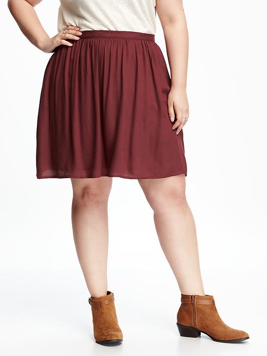 View large product image 1 of 2. Pull-On Plus-Size Swing Skirt