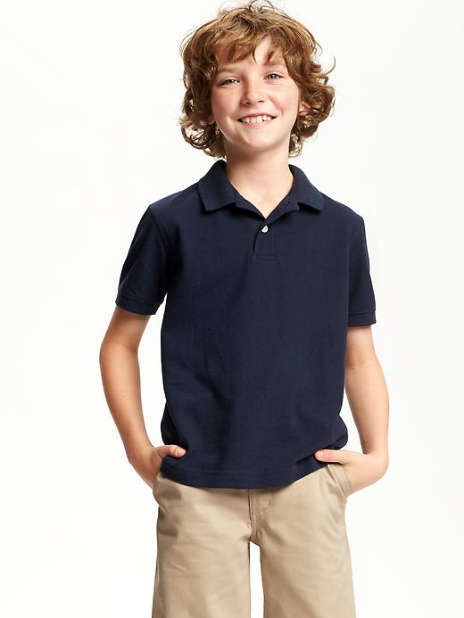 View large product image 1 of 2. Pique Uniform Polo for Boys