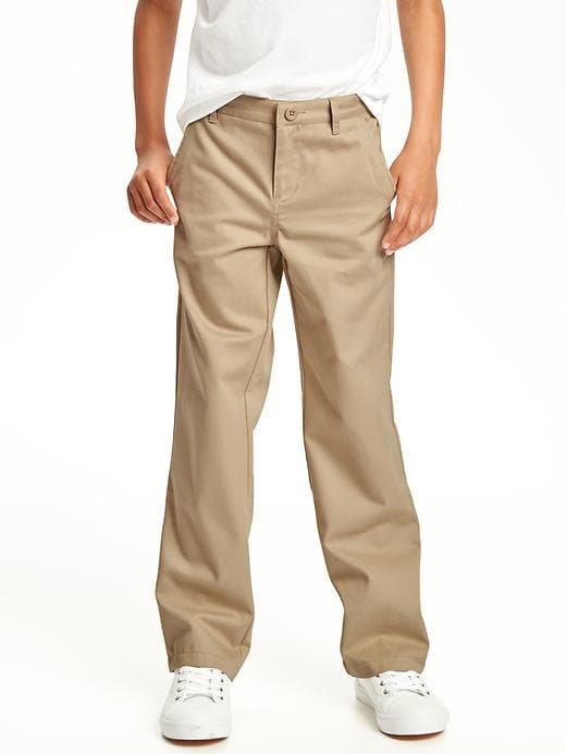 View large product image 1 of 2. Flat-Front Straight Uniform Khakis for Boys