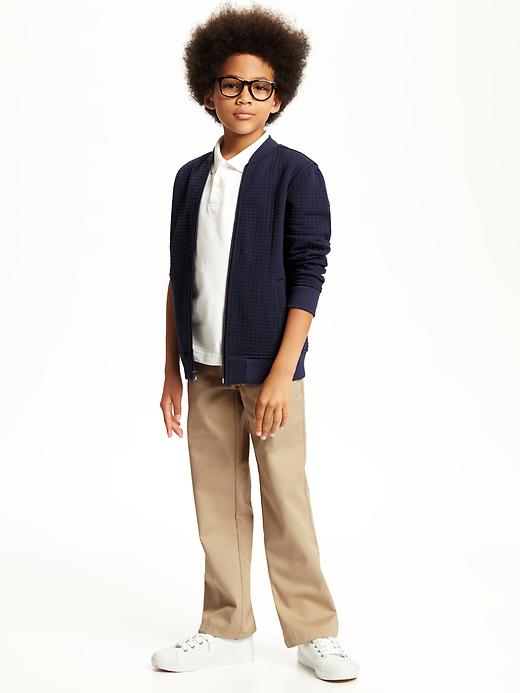 View large product image 2 of 2. Flat-Front Straight Uniform Khakis for Boys
