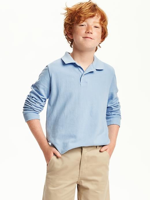View large product image 1 of 2. Long-Sleeve Uniform Pique Polo for Boys