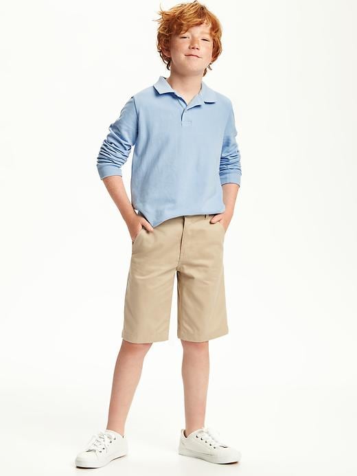 View large product image 2 of 2. Long-Sleeve Uniform Pique Polo for Boys