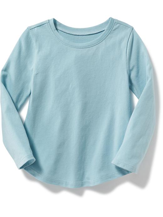 View large product image 1 of 1. Scoop-Neck Curved-Hem Long-Sleeve Tee for Toddler Girls