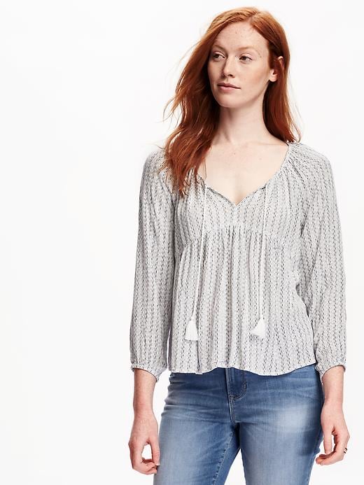 Image number 1 showing, Tassel-Front Swing Blouse for Women