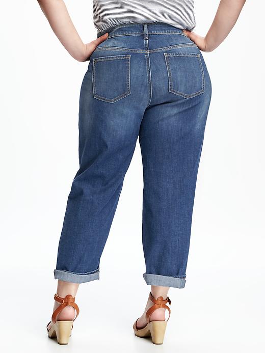 View large product image 2 of 2. Mid-Rise Boyfriend Plus-Size Straight Jeans