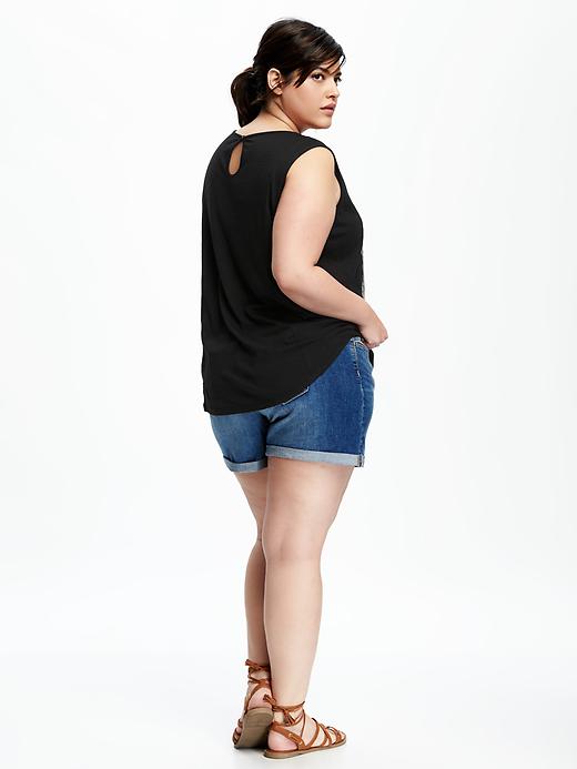 Image number 2 showing, Embroidered Slub-Knit Plus-Size Sleeveless Top