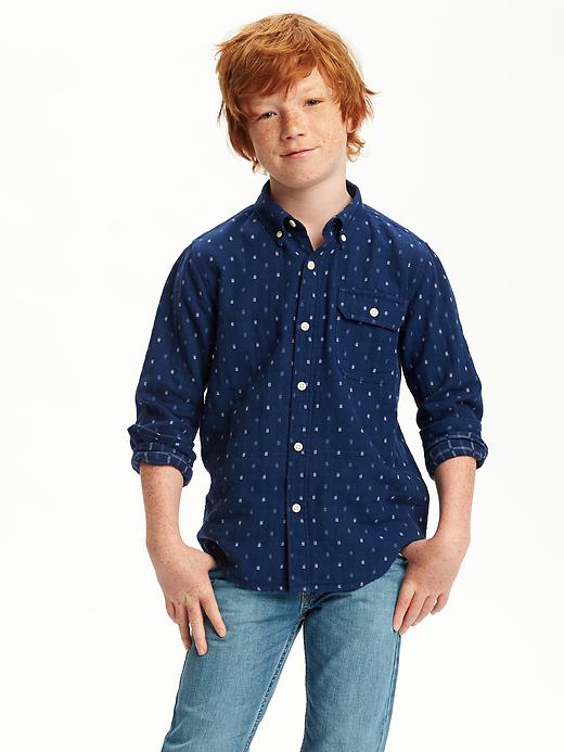 View large product image 1 of 2. Button-Front Dobby Shirt For Boys