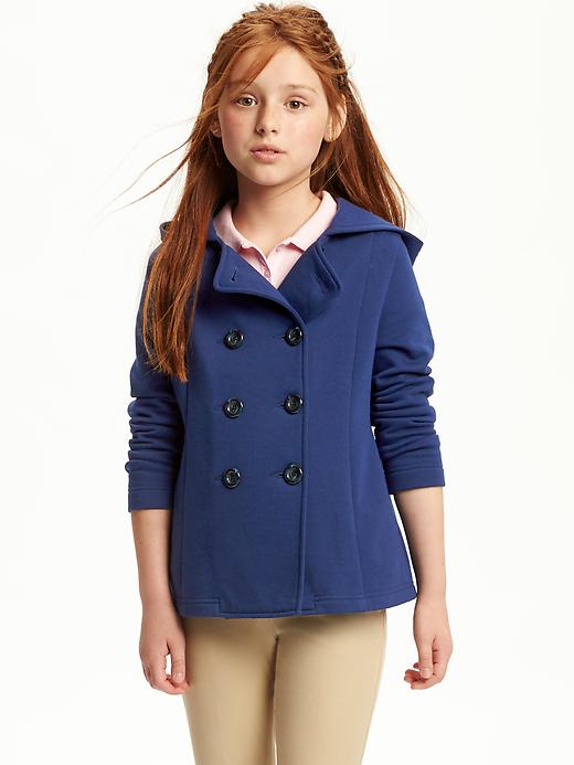 View large product image 1 of 2. Uniform Fleece-Hooded Peacoat for Girls