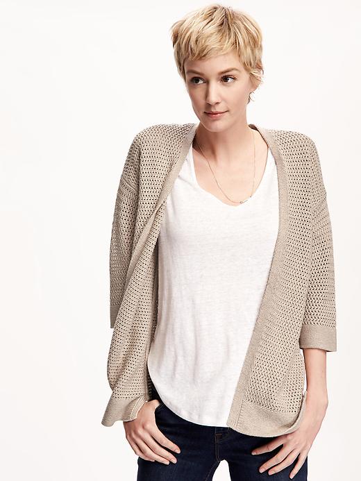 Image number 4 showing, Crochet Open-Front Cardi for Women