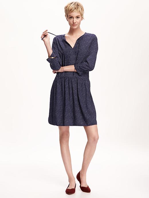 Image number 1 showing, Pleated Tie-Neck Swing Dress for Women