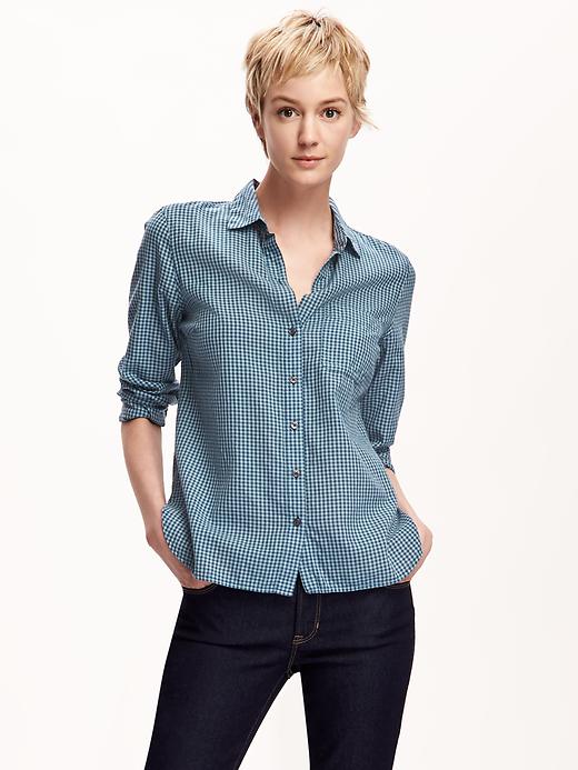 Image number 1 showing, Classic Gingham-Print Shirt for Women