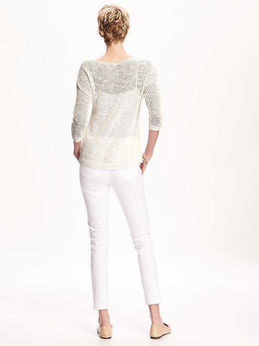 Image number 2 showing, Hi-Lo Open-Knit Pointelle Sweater for Women