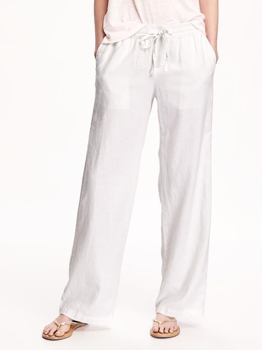 View large product image 1 of 2. Mid-Rise Linen-Blend Pants for Women