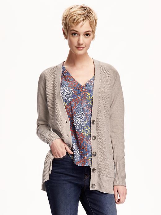 View large product image 1 of 1. Heavy-Stitch Boyfriend Cardi for Women