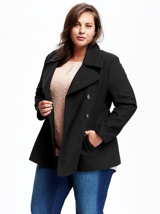View large product image 1 of 1. Classic Plus-Size Wool-Blend Peacoat