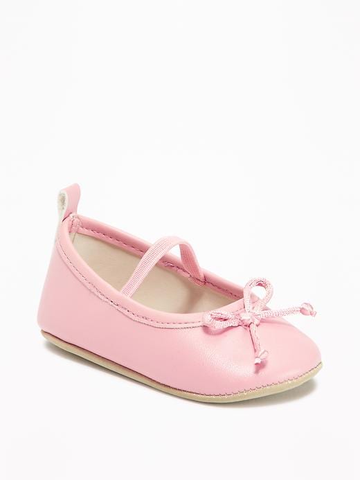 View large product image 1 of 1. Faux-Leather Bow-Tie Ballet Flats for Baby