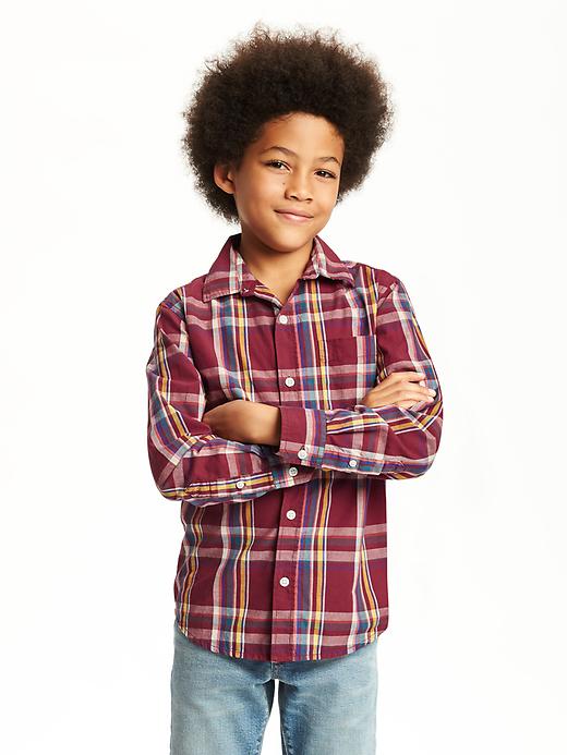 View large product image 1 of 2. Plaid Poplin Shirt For Boys