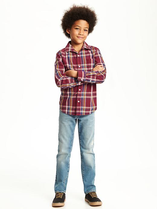 View large product image 2 of 2. Plaid Poplin Shirt For Boys