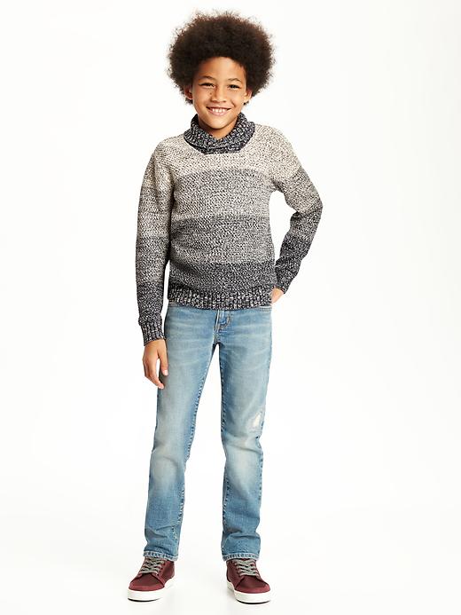 View large product image 2 of 3. Shawl-Collar Colorblock Ombre Sweater for Boys